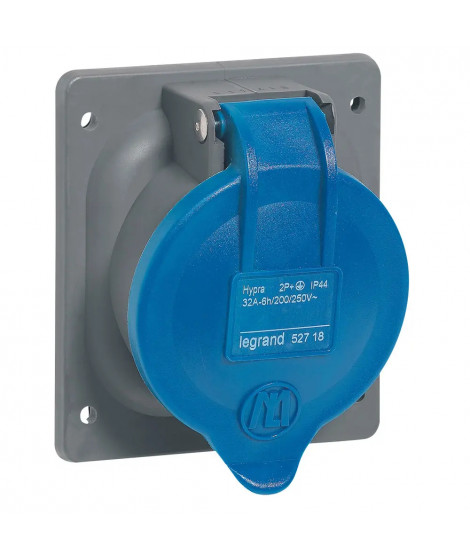 Prise à entraxes unifiés fixe Hypra IP44 32A - 200V~ à 250V~ - 2P+T - plastique