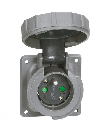 Prise de courant fixe 2P+T 250V~ brochage domestique Hypra IP66/67-55 plastique