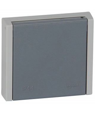 Prise 3P+N+T 20A à fixer sur boîte Ø67mm Plexo complet IP44 encastré - gris