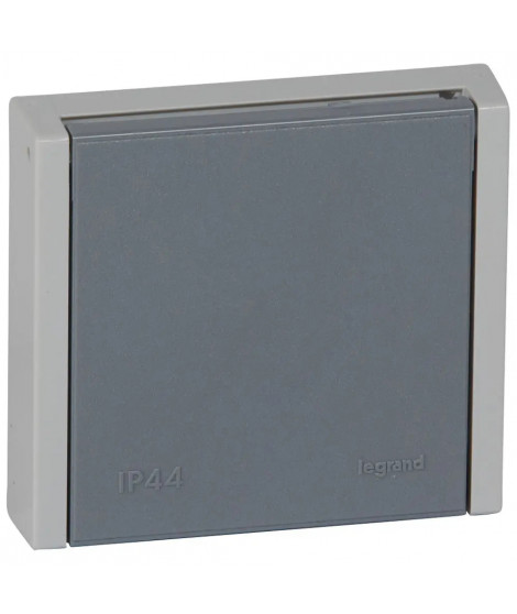 Prise 3P+N+T 20A à fixer sur boîte Ø67mm Plexo complet IP44 encastré - gris