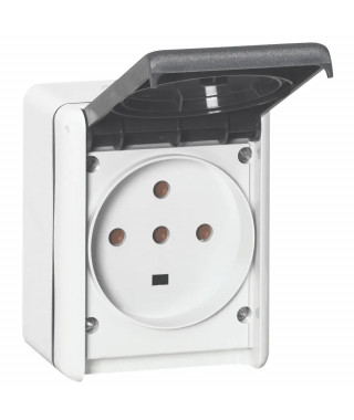 Prise étanche 3P+T+N 32A Plexo complet IP44 saillie - gris