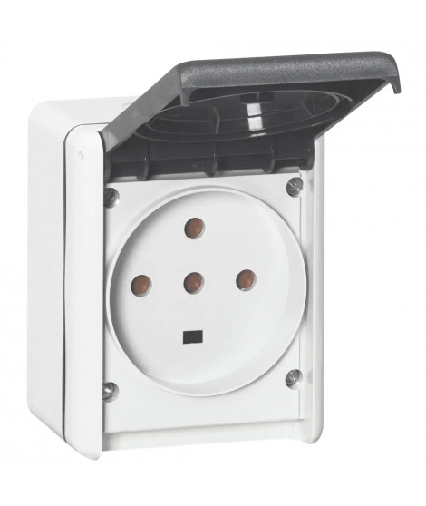 Prise étanche 3P+T+N 32A Plexo complet IP44 saillie - gris