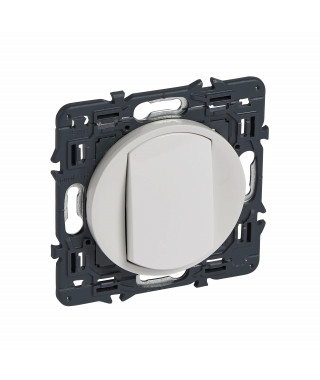 Poussoir inverseur Céliane 6A avec enjoliveur blanc et support