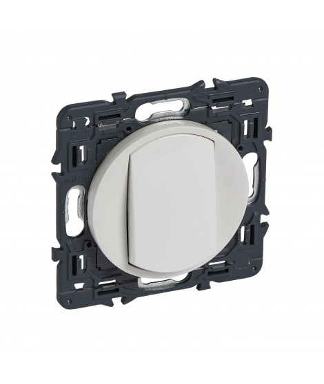 Poussoir inverseur Céliane 6A avec enjoliveur blanc et support