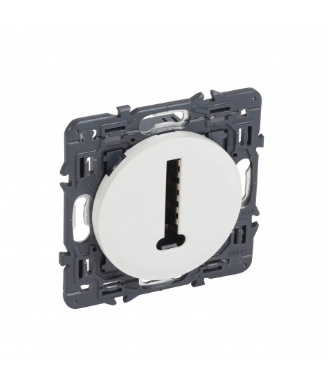 Prise téléphone 8 contacts en T Céliane avec enjoliveur blanc et support