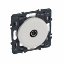 Prise TV simple mâle Ø9,52mm Céliane avec enjoliveur blanc et support