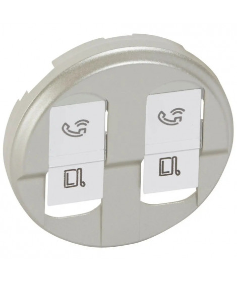 Enjoliveur Céliane pour prise double RJ45 - finition titane