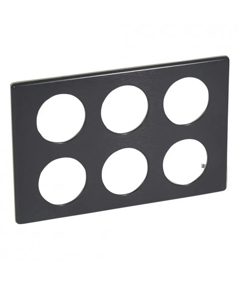 Plaque Céliane Métal 2x3 postes - finition Carbone