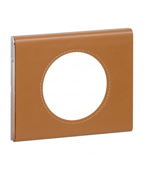 Plaque Céliane Matières 1 poste - finition Cuir Caramel