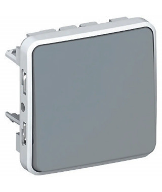 Interrupteur ou va-et-vient étanche Plexo composable IP55 10AX 250V - gris