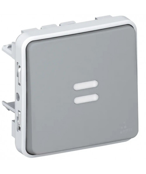 Interrupteur ou va-et-vient témoin sans neutre Plexo composable IP55 6AX - gris