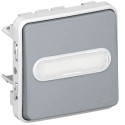 Poussoir inverseur NO+NF lum avec porte-étiquette Plexo compo IP55 10A - gris