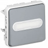 Poussoir inverseur NO+NF lum avec porte-étiquette Plexo compo IP55 10A - gris