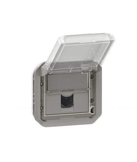 Prise RJ45 catégorie 6A STP Plexo composable gris
