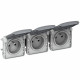 Triple prise 2P+T précâblées horizontale Plexo composable IP55 16A 250V - gris