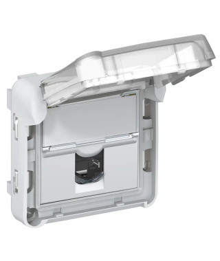 Prise RJ45 étanche catégorie 6 FTP Plexo composable IP55 gris