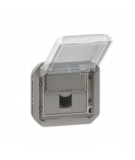 Prise RJ45 catégorie 6 FTP Plexo composable gris