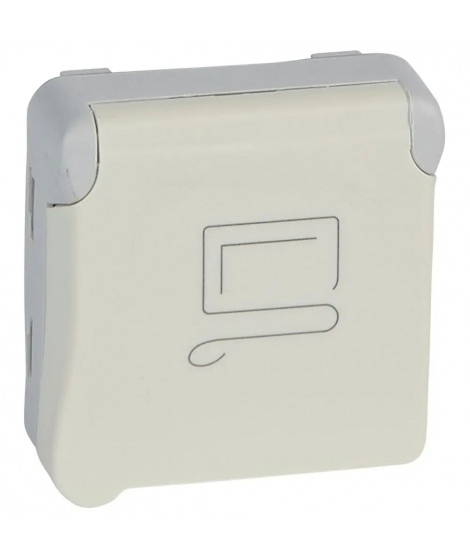 Prise de courant étanche 2P+T détrompage Plexo composable IP55 16A 250V - blanc