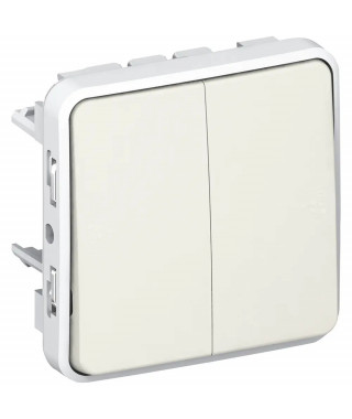Double interrupteur ou va-et-vient étanche Plexo composable IP55 10AX 250V blanc