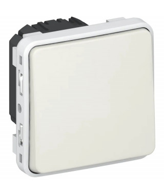 Poussoir inverseur étanche NO+NF Plexo composable IP55 10A - blanc