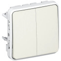 Double poussoir étanche NO+NF Plexo composable IP55 10A - blanc
