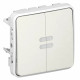 Double poussoir inverseur étanche NO+NF lumineux Plexo composable IP55 10A blanc
