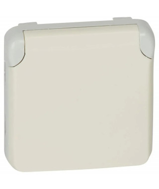 Prise étanche 2P+T contact latéral de terre Plexo compos IP55 16A 250V -blanc