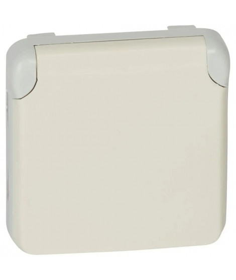 Prise étanche 2P+T contact latéral de terre Plexo compos IP55 16A 250V -blanc