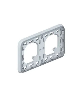 Support plaque étanche 2 postes horizontaux Plexo composable IP55 - gris
