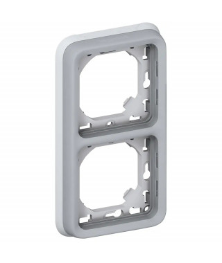 Support plaque étanche 2 postes verticaux Plexo composable IP55 - gris