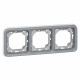 Support plaque étanche 3 postes horizontaux Plexo composable IP55 - gris