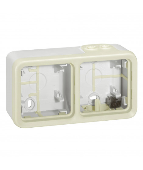 Boîtier étanche à embouts 2 postes horizontaux Plexo composable IP55 - blanc