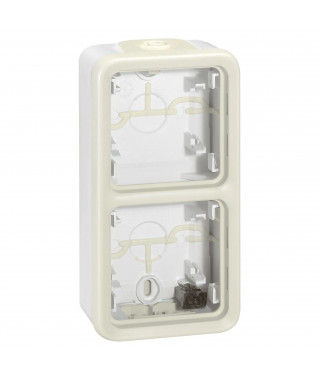 Boîtier étanche à embouts 2 postes verticaux Plexo composable IP55 - blanc