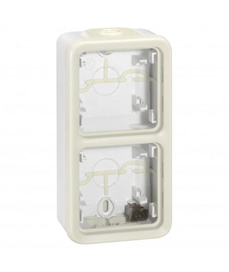 Boîtier étanche à embouts 2 postes verticaux Plexo composable IP55 - blanc