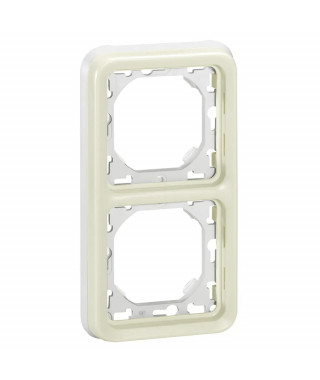 Support plaque étanche 2 postes verticaux Plexo composable IP55 - blanc