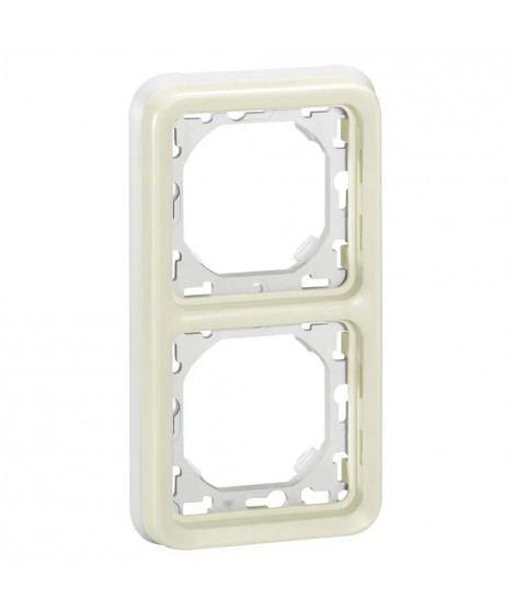 Support plaque étanche 2 postes verticaux Plexo composable IP55 - blanc