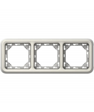 Support plaque étanche 3 postes horizontaux Plexo composable IP55 - blanc