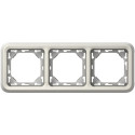 Support plaque étanche 3 postes horizontaux Plexo composable IP55 - blanc