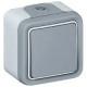Poussoir étanche NO 10A Plexo complet IP55 saillie - gris
