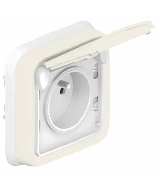 Prise de courant étanche 2P+T éclips 16A Plexo complet IP55 encastré - blanc