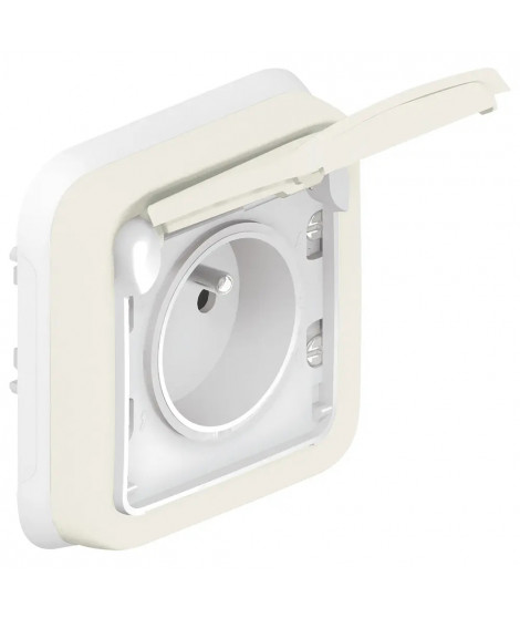 Prise de courant étanche 2P+T éclips 16A Plexo complet IP55 encastré - blanc