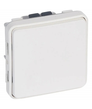 Poussoir étanche NO Plexo composable IP55 10A - blanc Artic antimicrobien