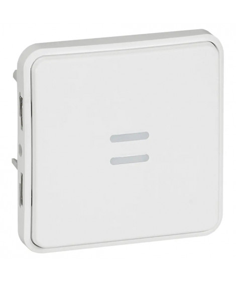 Poussoir étanche NO lumineux Plexo composable IP55 10A blanc Artic antimicrobien