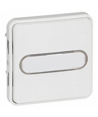 Poussoir NO lum +porte-étiquette Plexo compo IP55 10A -blanc Artic antimicrobien