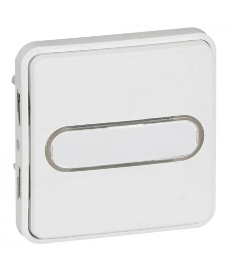 Poussoir NO lum +porte-étiquette Plexo compo IP55 10A -blanc Artic antimicrobien