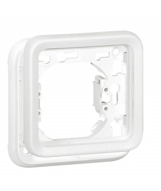 Support étanche plaque 1 poste Plexo composable IP55 - blanc Artic antimicrobien