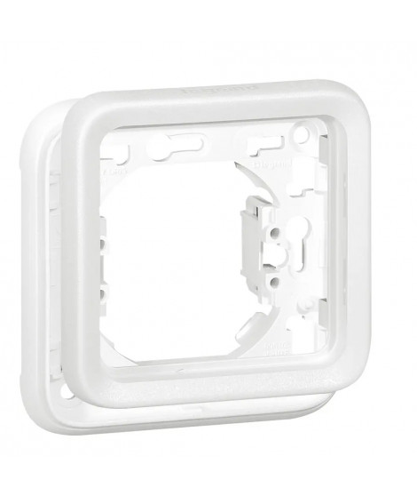 Support étanche plaque 1 poste Plexo composable IP55 - blanc Artic antimicrobien