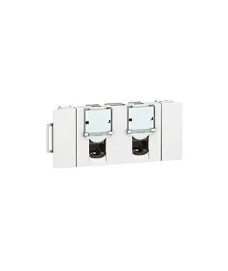 Prise 2xRJ45 cat6 FTP Mosaic Soluclip goulotte clippage direct 3 modules - blanc