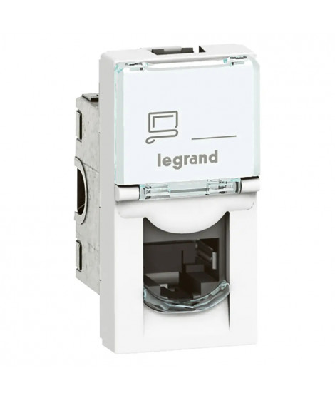 Prise RJ45 catégorie 6A STP à blindage métal Mosaic 1 module - blanc