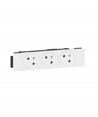Prise 3x2P+T Surface Mosaic Soluclip goulotte clippage direct 6 modules - blanc